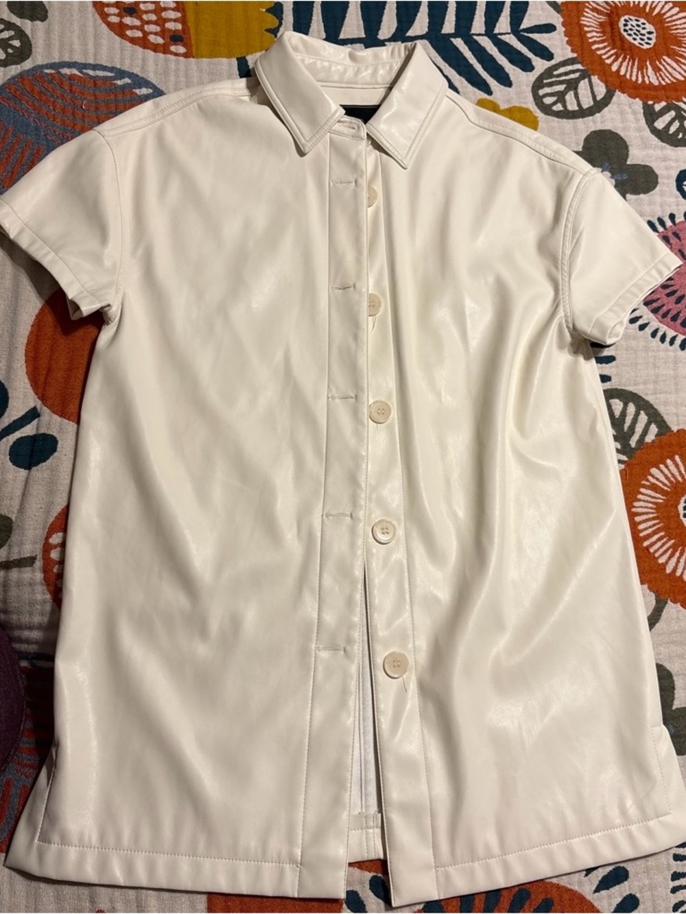Bagatelle Cream Vegan Leather Shirt Jacket
